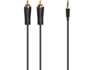 HAMA Câble audio Jack 3.5 mm - 2 RCA Stéréo Doré 1.5 m Noir (205260)