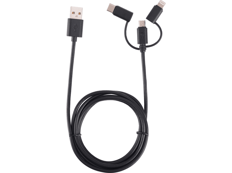 ISY Câble USB -  USB-C / microUSB / Lighting 1.6 m Noir (IUC-3100)