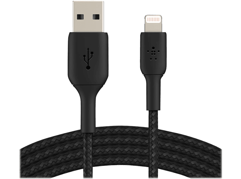 BELKIN Câble USB - Lightning 2 m torsadé Noir (CAA002bt2MBK)