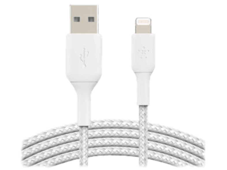 BELKIN Câble USB - Lightning Nylon 1 m Blanc (CAA002BT1MWH)