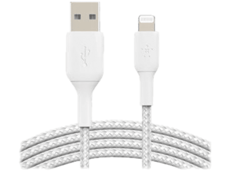 BELKIN Câble USB - Lightning Nylon 1 m Blanc (CAA002BT2MWH)