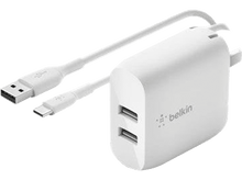 Charger l&#39;image dans la galerie, BELKIN Chargeur 2 x USB Boost↑Charge™ + Câble USB-C Blanc (WCD001VF1MWH)
