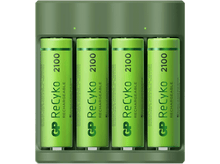 Charger l&#39;image dans la galerie, GP BATTERIES Chargeur de piles USB + 4 piles AA 2100 mAh rechargeables (GPB421/210AAHCE-2B4)
