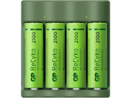 GP BATTERIES Chargeur de piles USB + 4 piles AA 2100 mAh rechargeables (GPB421/210AAHCE-2B4)