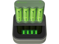 GP BATTERIES Chargeur de piles USB + 4 piles AA 2100 mAh rechargeables + Station (GPB4D45/210HCE-2B4)