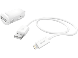 Chargeur voiture USB 2.4 A + Câble Lightning Blanc (183266)