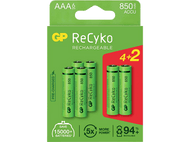 GP BATTERIES Piles rechargeables ReCyko 850 mAh 4+2 AAA (GP85AAAHCE4/2-2BNB6)