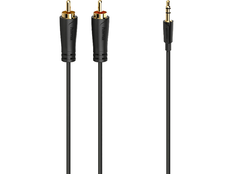 HAMA Câble audio Jack 3.5 mm - 2 RCA Stéréo Doré 3 m Noir (205261)