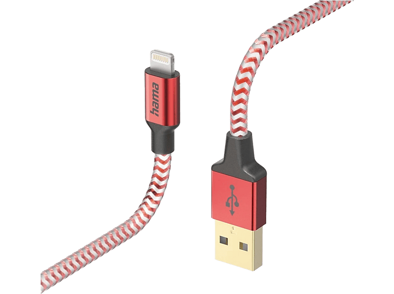 HAMA Câble USB-A vers Lightning Reflective 1.5 m Rouge (201554)