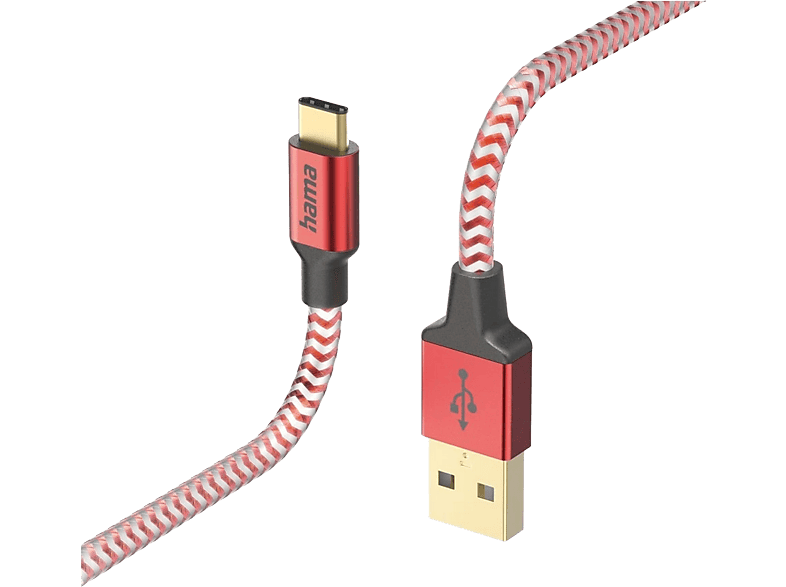 HAMA Câble USB-A vers USB-C Reflective 1.5 m Rouge (201559)