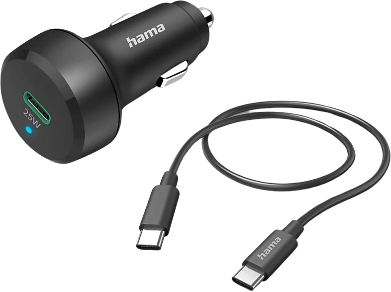 HAMA Chargeur pour voiture avec câble 1 m USB-C PD 25 W Noir (00201614)