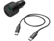 HAMA Chargeur pour voiture USB-C / USB-A avec câble USB-C PD 32 W Noir (00201693)