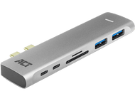 ACT Hub double USB-C 7-in-1 Gris (AC7025)