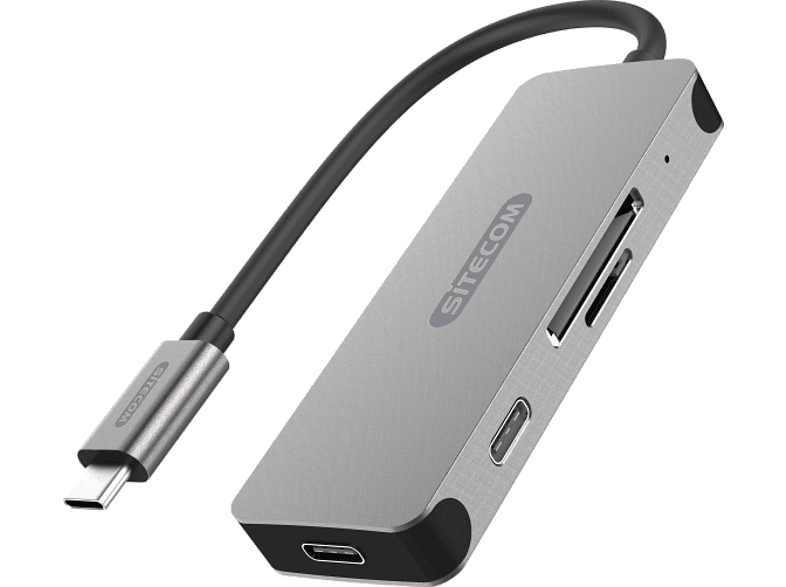 SITECOM Hub USB-C + Lecteur carte Gris (CN-406) – MediaMarkt Luxembourg