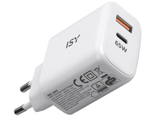 Charger l&#39;image dans la galerie, ISY Chargeur secteur USB-A / USB-C 65 W Blanc (IWC-4065)
