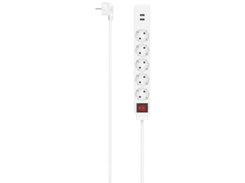 Multiprise 5 ports 2 x USB + interrupteur 1.4 m Blanc (00223183)