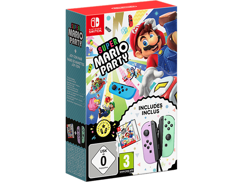 NINTENDO Super Mario Party (Code de téléchargement) + Paire de manettes Joy-Con Mauve pastel / Vert pastel