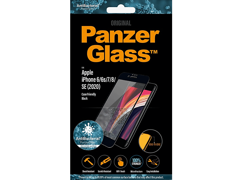 PANZERGLASS Protection d'écran iPhone 6 / 6s / 7 / 8 / SE 2020 Noir (PZ-2679)