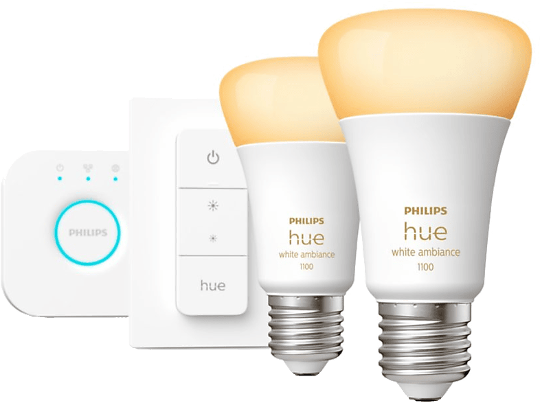 PHILIPS HUE Ampoule Smart White Ambiance E27 8 W - Kit de démarrage (29181200)