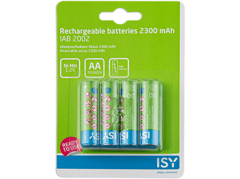 ISY Piles AA rechargeables 2300 mAh 4 pièces (IAB-2002)