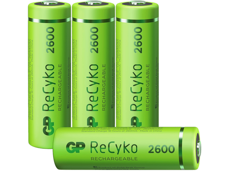 GP BATTERIES Piles AA rechargeables ReCyko 2600 mAh 4 pièces (GP270AAHCE-2WB4)