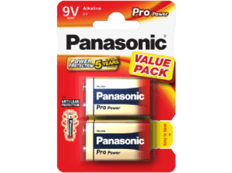 PANASONIC BATTERY Piles alkaline 9V 6LR61PPG 2 pack