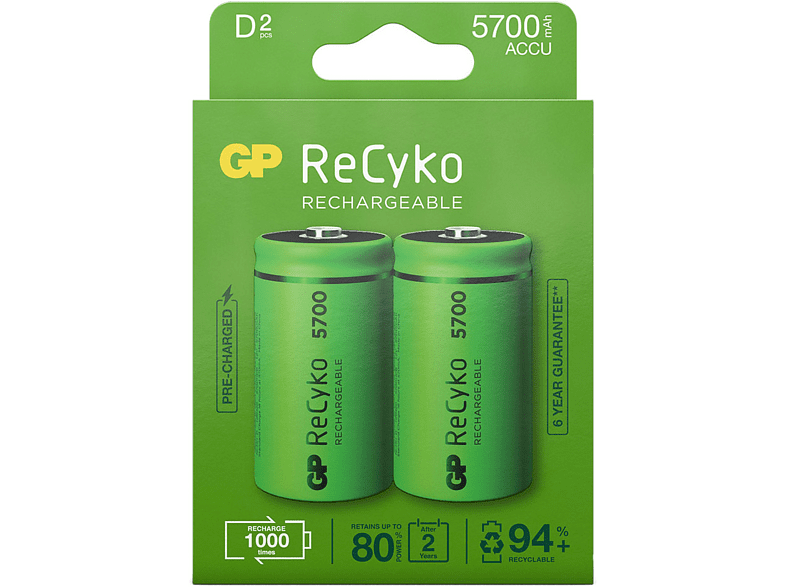 GP 5700 ReCyko+ D LR20 pile rechargeable 2 pièces GP