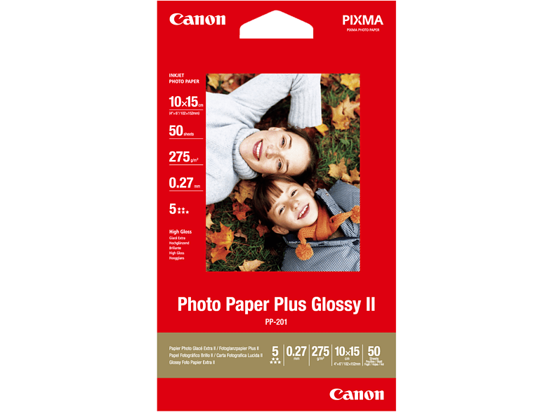 CANON PP-201 Photo Paper Plus Glossy II 10x15cm 50 feuilles