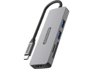 SITECOM Adaptateur multiport 5-en-1 USB-C Argenté / Noir (CN-5501)