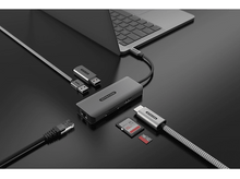 Charger l&#39;image dans la galerie, SITECOM Adaptateur multiport 6-en-1 USB-C Argenté / Noir (CN-5503)
