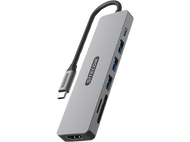 SITECOM Adaptateur multiport 7-en-1 USB-C PD Argenté / Noir (CN-5505)