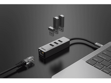 Charger l&#39;image dans la galerie, SITECOM Hub USB-C vers Ethernet / USB-A Argenté / Noir (AD-1008)
