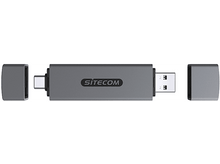 Charger l&#39;image dans la galerie, SITECOM Lecteur de carte USB-A / USB-C avec port USB Argenté / Noir (MD-1012 )
