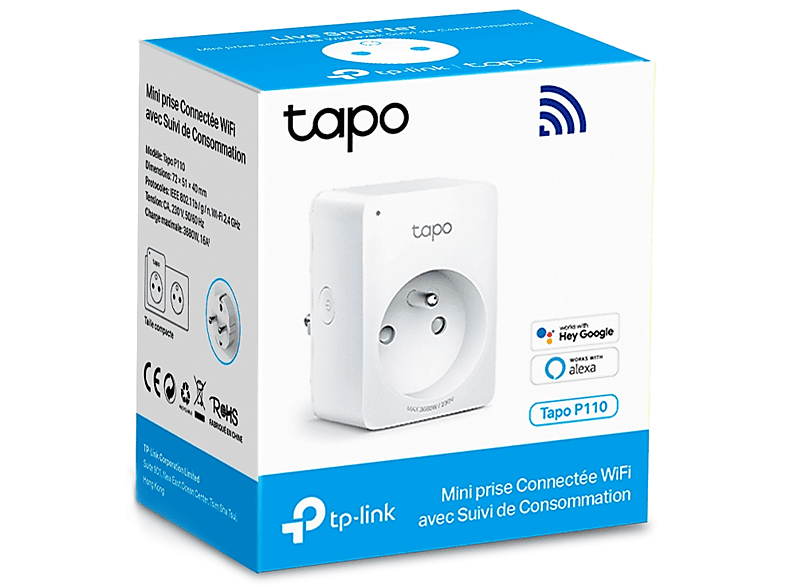 Mini prise connectée Wifi avec suivi de consommation TP-LINK Tapo P110  Blanc - Prise connectée - Achat & prix