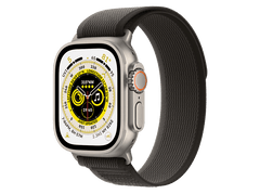 APPLE Watch Ultra GPS + Cellular 49 mm Boîtier en titane, Bracelet Trail Noir/Gris M/L (MQFX3NF/A)